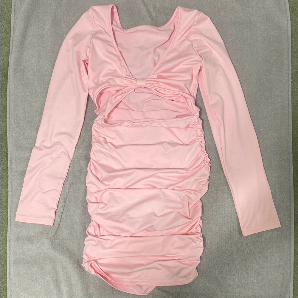 Elegant Pink Ruched Dress